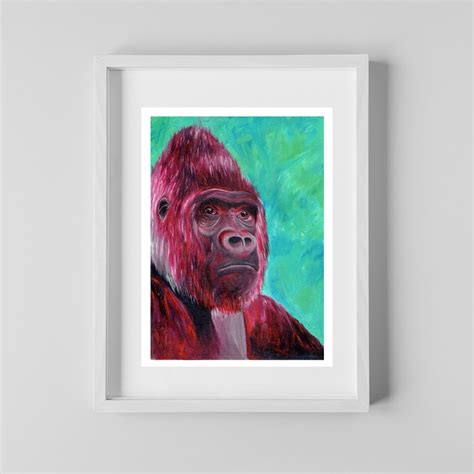 Gorilla Art Print A4 Limited Edition Signed Giclee Print Original Painting Certificate Of