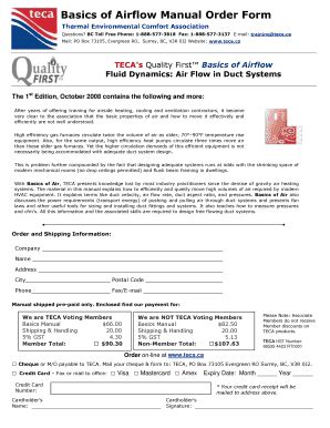 Fillable Online Basics Of Airflow Manual Order Form Tecaca Fax Email