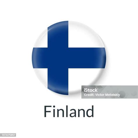 Ilustración De Icono 3d De La Bandera De Finlandia Insignia De Círculo