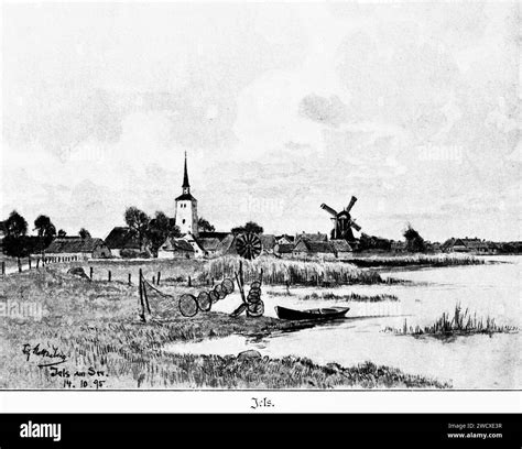 Country town Jels in Jutland, Prussian landscape end of 19th century ...