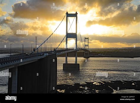 Sunset At Severn Bridge Between England And Wales Stock Photo Alamy