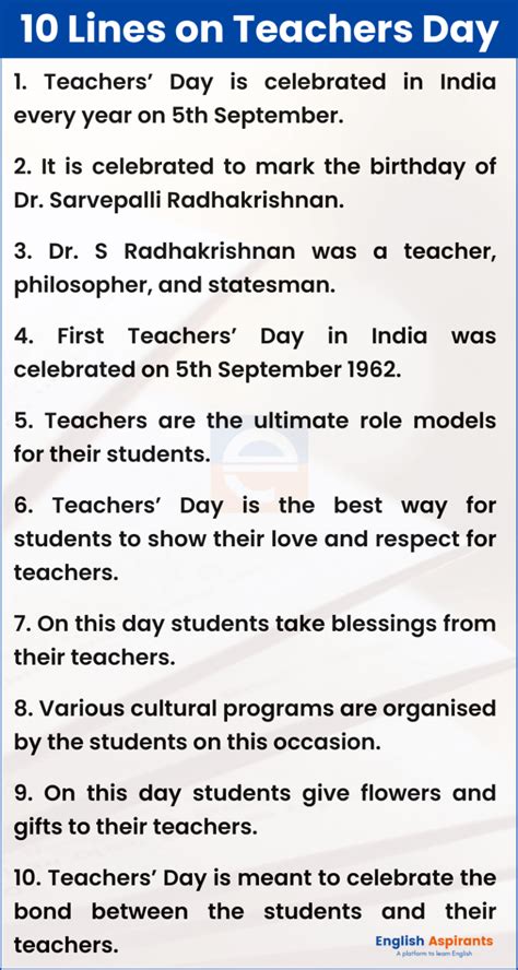 Lines On Teachers Day In English Lines On Teachers Day