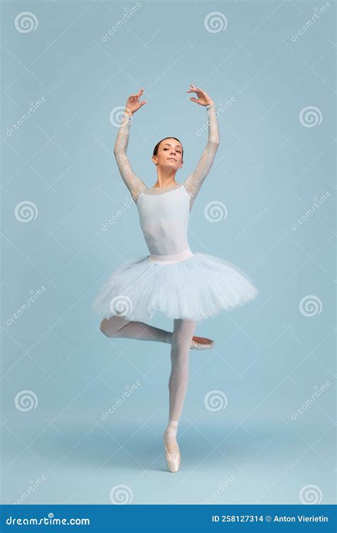 Portrait Of Tender Beautiful Young Ballerina Dancing Performing