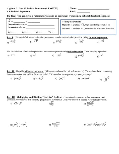 Radicals And Rational Exponents Worksheet Answers — Db