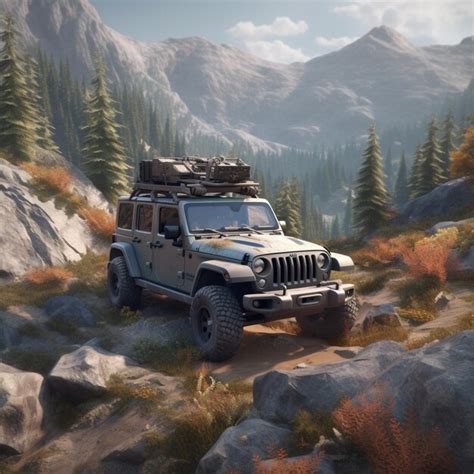 Premium Ai Image There Is A Jeep Driving On A Rocky Road In The