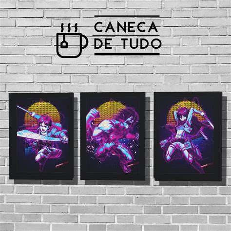 Kit 03 Quadros Decorativos Anime Attack On Titan A4 Elo7