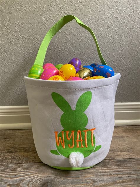 Easter Basket Personalized Easter Basket Embroidered Easter Etsy