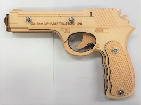 【楽天市場】輪ゴムピストル タイプ2 連射式6連射モデル 輪ゴム鉄砲 工作 自由工作 木工キット プレゼント 射的：yokanootomo 楽天市場店