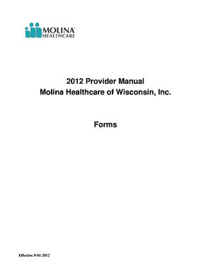 Fillable Online Provider Manual Molina Healthcare Of Wisconsin