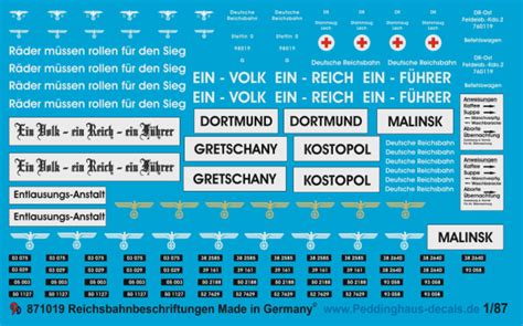 Peddinghaus Decals Peddinghaus Decals 1 87 1019 Reichsbahn