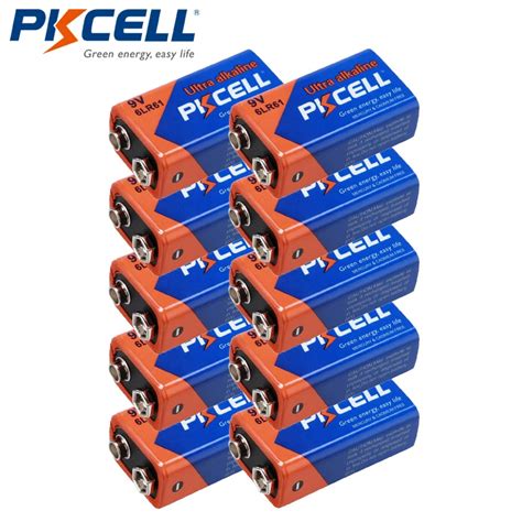 10pcs Pkcell Battery 9v 6lf22 6lr61 Ppp3 1604a Alkaline Battery Non Rechargeable 9v Battery