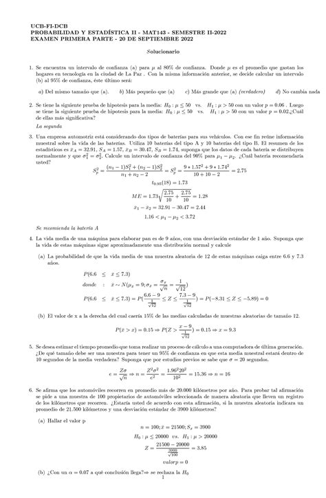 1 Examen Proba 2par1 Solucionario2 Ucb Fi Dcb Probabilidad Y