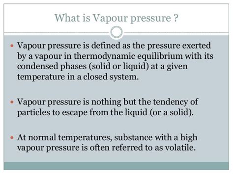 Vapor pressure concept