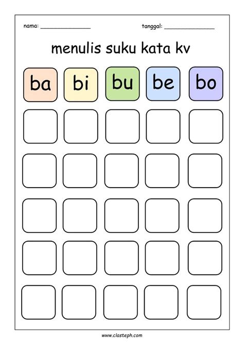 Menulis Suku Kata Kv Ba Bi Bu Be Bo In Reading Comprehension