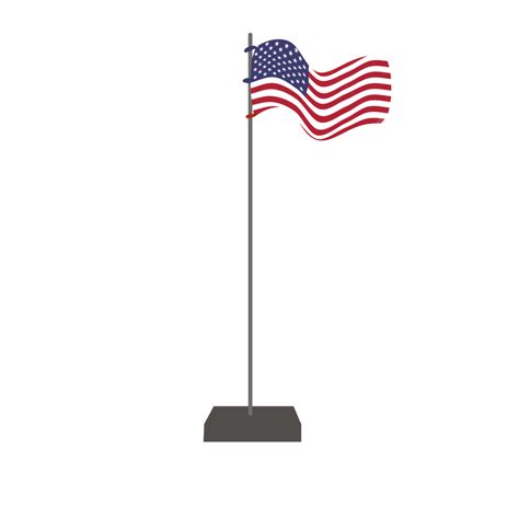 American Flag With Pole Fluttering In The Wind American Flag Flagpole