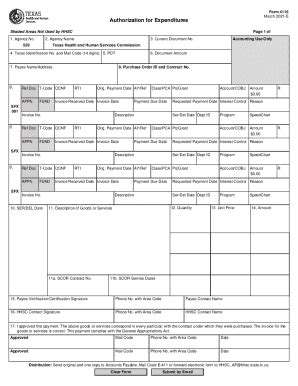 Fillable Online Form 4116 Authorization For Expenditures Form 4116