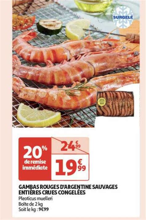 Promo Gambas Rouges D argentine Sauvages Entières Crues Congelées chez