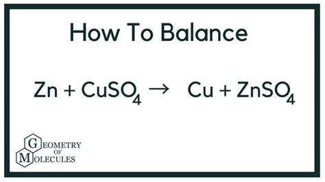 How To Balance Zn CuSO4 Cu ZnSO4 Chemistry 10 Chemical