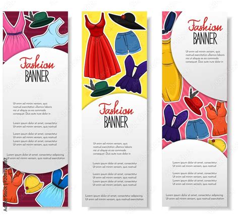 Set Of 3 Vertical Brochure With Clothing And Accesories For Women