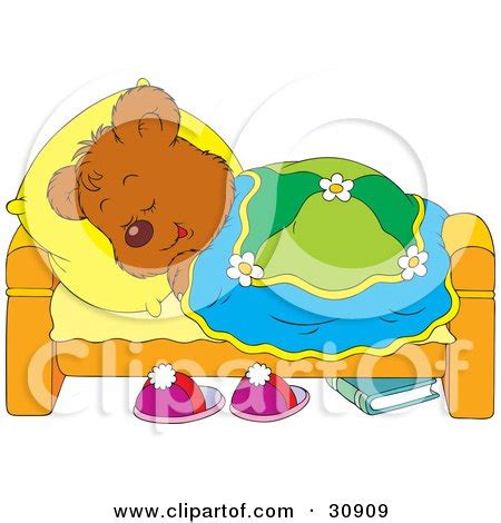 Bear Cub Laying In Bed And Sleeping With His Head On A Pillow Posters ...