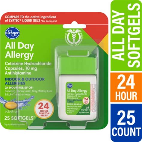 Kroger Cetirizine Hcl Hour Indoor Outdoor Allergy Relief Softgels