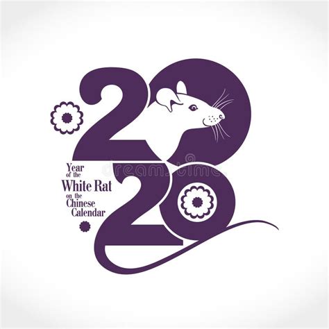 Year Of The White Metal Rat On The Chinese Calendar Golden 2020 Logo Design On A Black