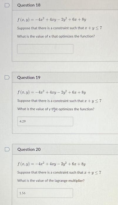 Solved F X Y −4x2 4xy−2y2 6x 8y Suppose That There Is A