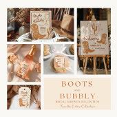 Boots And Bubbly Hand Drawn Bridal Shower Invitation Zazzle