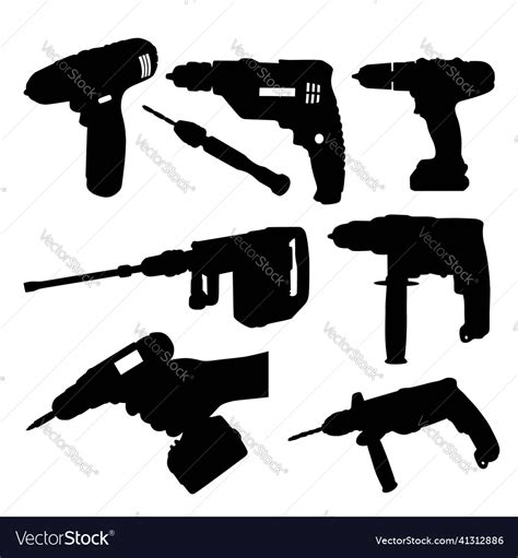 Drill Construction Tool Silhouette Royalty Free Vector Image