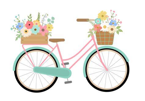 Vintage Bicycle With Basket Clip Art