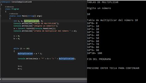 Visual Studio Consola Y Windows Form Tablas De Multiplicar Con While