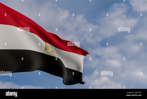 National Flag Egypt Egypt Flag Fabric Flag Egypt Blue Sky Background