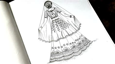 How To Draw A Beautiful Bride Drawing Bridal Dress Fashion Design