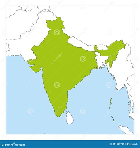 Map of India Green Highlighted with Neighbor Countries Stock Vector ...