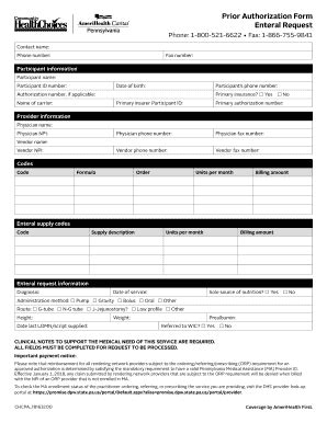 Fillable Online Enteral Request Prior Authorization Form Providers