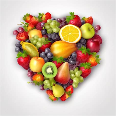 Premium AI Image | A heart shaped fruit that is made up of different ...