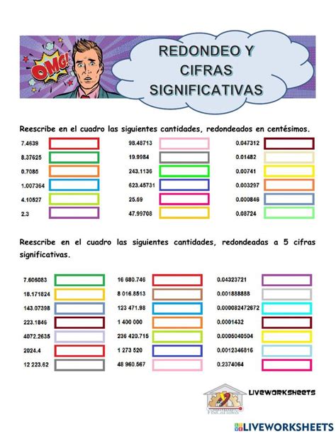 A Spanish Worksheet With The Words Redondo Y Cifras Significtiv