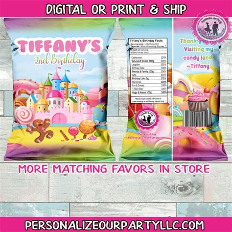 Candy Land Chip Bagwrapper Candy Land Party Favors Candy Land Treat