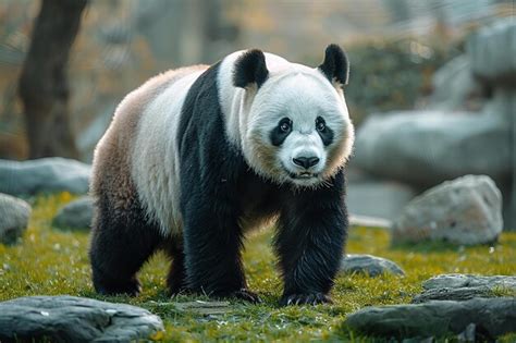 Un Oso Panda Con Una Nariz Negra Y Una Cara Blanca Y Ojos Negros