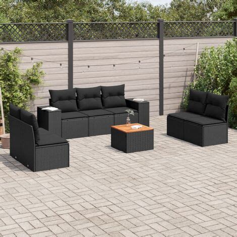 Set Divani Da Giardino Con Cuscini Pz Nero In Polyrattan Vidaxl