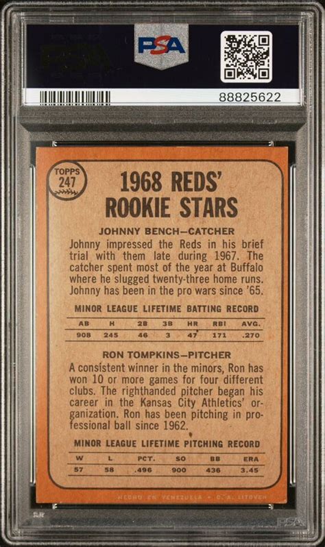 1968 Topps Venezuelan Johnny Bench 247 PSA 5 Reds Rookie Stars Topps