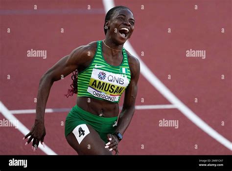 Tobi Amusan Of Nigeria Celebrates Winning The Womens 100 Meter