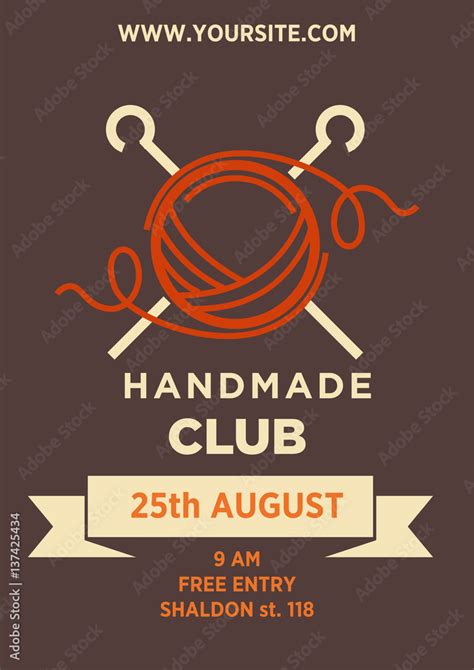Handmade Club Invitation Poster Vector Template Stock Vector Adobe Stock