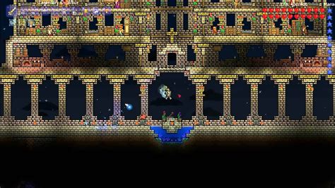 Terraria Creation Crests Castle And Floating Garden Tour Night Youtube