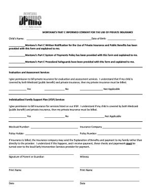 Fillable Online Dphhs Mt Montana S Part C Informed Consent For The Use