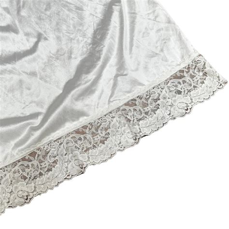 Vintage Liquid Satin Half Slip White Lace Glossy Wet Gem