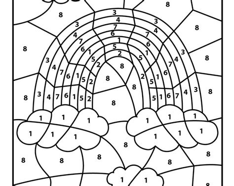 Rainbow Color By Number Kids Printable Various Theme Coloring Pages