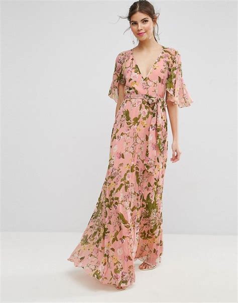 Buy It Now Asos Floral Pleated Flutter Sleeve Maxi Dress Multi Maxi