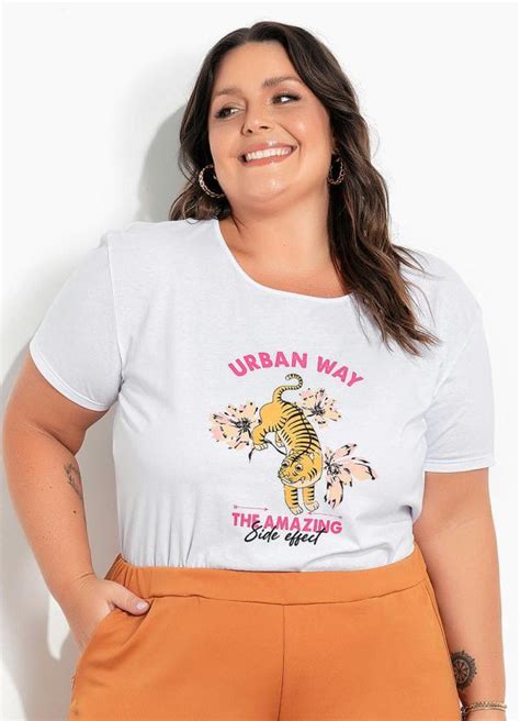 Blusa Branca Estampa Localizada Plus Size Marguerite