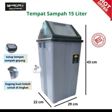 Jual Tempat Sampah Abu Komet 15 Liter Goyang Kotak Sampah Cafe Coffee